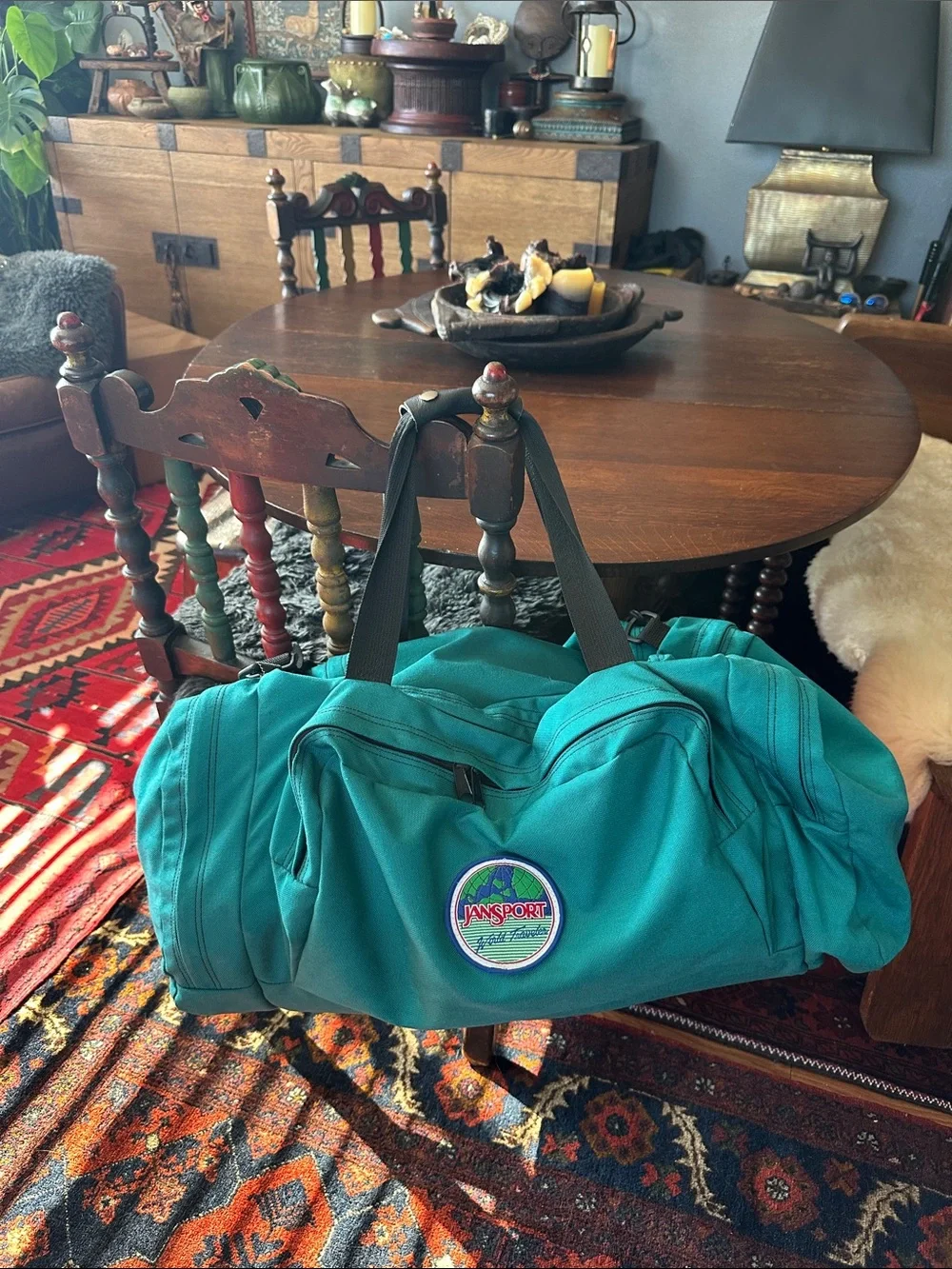 Jansport ‘World Traveler’ large Teal Weekend Duffel Bag Gym beach travel unisex